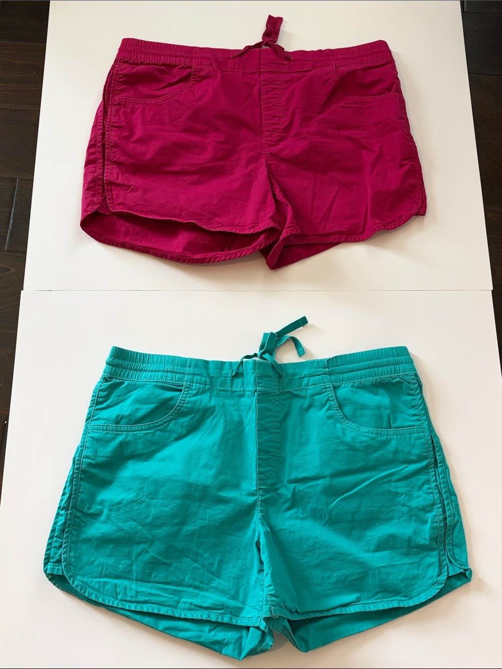 Eddie Bauer Casual Drawstring Shorts with Pockets - Magenta and Teal